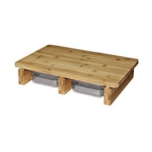 Bamboe snijplank met 2 laden, bamboe / kunststof, 41 x 26,5 x 8,2 cm, bruin - bruin 986567