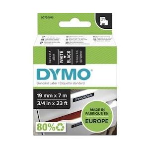 Dymo D1 tape 19 mm, wit op zwart - blauw Papier S0720910