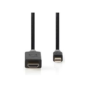 Mini DisplayPort-Kabel - DisplayPort 1.4 - Mini-DisplayPort Male - HDMI Connector - 48 Gbps - Verguld - 2.00 m - Rond - PVC - Antraciet - Window Box - 5412810322787