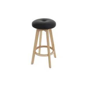 Mendler Set van 2 barkrukken Navan, barkruk counter stool, hout imitatieleer draaibaar ~ zwart, lichtgekleurde poten - zwart Massief hout 2x45389