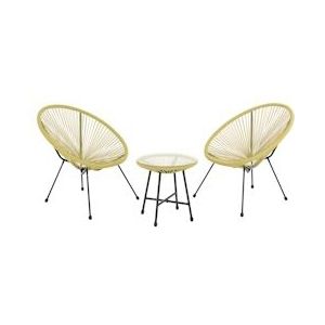 SVITA BALI Balkonmeubelset Loungeset Relax Egg-Chair Wicker Design Geel - geel Kunststof 92255