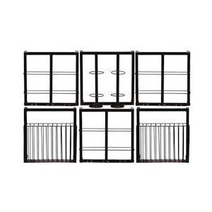 SIT Möbel Wandrekset | 6-delig | 2 manden | Houder voor 8 flessen en 9 glazen | Metaal | Serie THIS & THAT | antiek zwart - zwart Metaal 01053-49