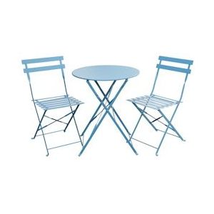 SVITA Balkonmeubels bistroset stoel tafel tuin bistro café metalen klapmeubels blauw set - blauw Staal 90743