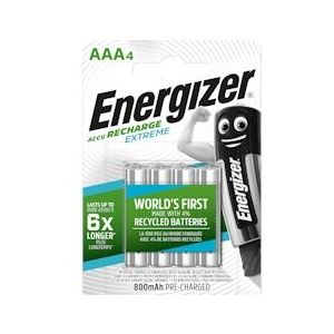 Energizer Extreme oplaadbare batterij Hr03 Aaa 800mAh blisterverpakking*4 - zwart 635751
