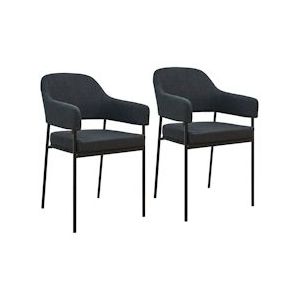 SVITA SCARLETT set van 2 eetkamerstoelen fauteuil gestoffeerde stoel stof zwart - zwart 92192