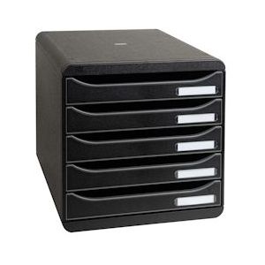 Exacompta 309714D 1x BIG-BOX PLUS ladenbox met 5 laden voor A4+ documenten, Ecoblack, zwart - zwart Synthetisch materiaal 309714D