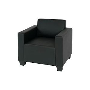 Mendler Fauteuil lounge stoel Lyon, kunstleer ~ zwart - zwart Synthetisch materiaal 21705
