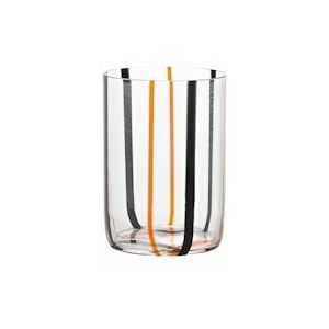 Tirache Zafferano glas in tweekleurig zwart-oranje borosilicaatglas, doos met 6 stuks - TR00106
