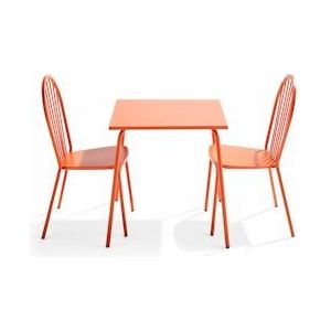 Oviala Business Set van bistrotafel en 2 oranje stalen stoelen - Oviala - oranje Staal 109454