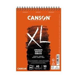 Canson schetsblok XL ft 14,8 x 21 cm (A5), blok van 60 blad - blauw Papier 313459