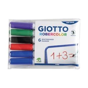 Giotto Robercolor whiteboardmarker, medium, ronde punt, etui met 6 stuks in geassorteerde kleuren - 8000825008078