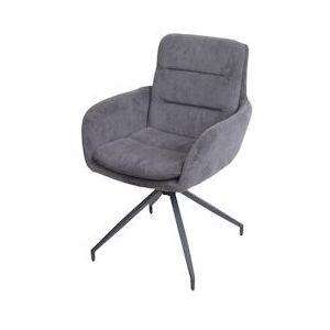 Mendler Eetkamerstoel HWC-K32, keukenstoel relaxstoel, draaibare autostand, stof/textiel ~ Cord grijs - grijs Weefsel 89724