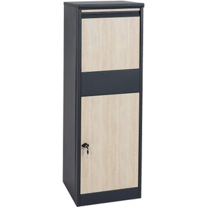 Mendler Pakketdoos HWC-G80, staande brievenbus Pakketbrievenbus formaat XL ~ antraciet gegalvaniseerd, lichte houtlook - grijs Metaal 83551