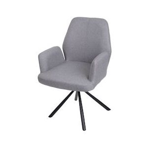 Mendler Eetkamerstoel HWC-H71, keukenstoel fauteuil stoel, draaibare auto positie stof/textiel staal ~ lichtgrijs - grijs Textiel 83285