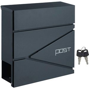 HELLOSHOP26 Wandbrievenbus met krantenhouder eenvoudig te installeren modern design antracietgrijs 12_0004400 - 3000222470619