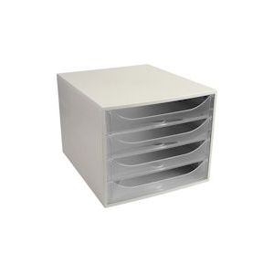 Exacompta 228323D 1x ECOBOX ladenbox met 4 laden voor DIN A4+ documenten, grijs-transparant - transparant Synthetisch materiaal 228323D