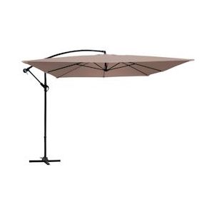 Oviala Business Vierkante offset parasol 3x3m, taupe aluminium - grijs 104193