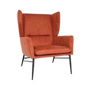 Mendler Lounge fauteuil HWC-L62, wing chair cocktail fauteuil gestoffeerde fauteuil, stof/textiel metaal ~ terracotta-bruin - bruin Textiel 117256
