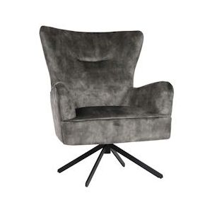 Mendler Lounge fauteuil HWC-L63, cocktail fauteuil, gestoffeerde fauteuil, draaibaar, vintage fluweel metaal ~ grijs-groen - grijs Textiel 117262
