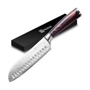 PAUDIN N5 Professioneel Santoku Mes 17,5 cm - Snijmes - Koksmes - Japans mes - Damascus mes - grijs Staal 6973463100065