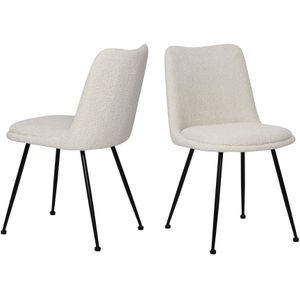 SIT Möbel set van 2 stoelen | bekleding bouclé stof | metalen frame | B 58,5 x D 46 x H 83 cm | wit - zwart - meerkleurig Multi-materiaal 04779-10