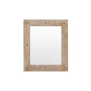 SIT Möbel Wandspiegel met snijwerk | rechthoekig | Lijst mangohout naturel | B 68 x D 8 x H 79 cm | 14590-01 | Serie DAIPUR - beige Massief hout 14590-01