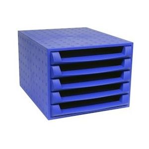 Exacompta 221101D 1x THE BOX, ladenbox met 5 open laden voor DIN A4+ documenten, blauw - blauw Synthetisch materiaal 221101D