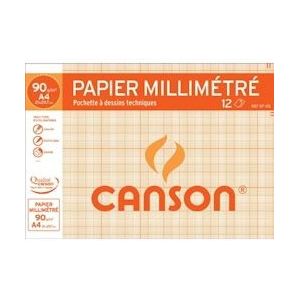 Canson millimeterpapier, pak van 12 vel - blauw Papier 3148950671158
