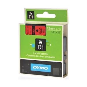 Dymo D1 tape 12 mm, zwart op rood - rood Kunststof S0720570
