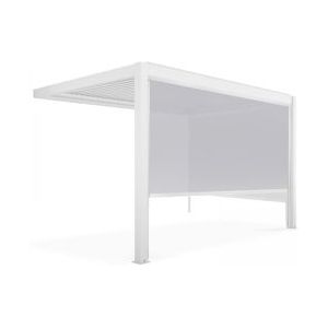 Oviala Business Witte aangebouwde bioklimatologische pergola 3x4m en 2 luifels - wit Aluminium 109364