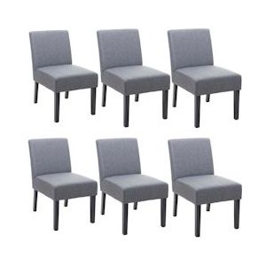 Mendler Set van 6 eetkamerstoelen HWC-F61, lounge stoel, stof/textiel ~ donkergrijs - grijs Textiel 3x70172