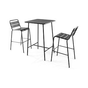 Oviala Business Set van bartafel en 2 hoge stoelen in grijs metaal - Oviala - grijs Staal 105928