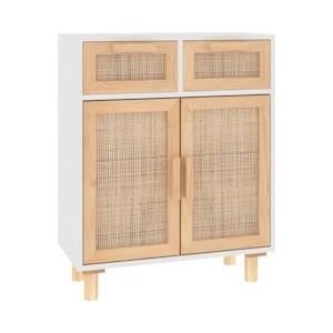 vidaXL-Dressoir-60x30x75-cm-massief-grenenhout-en-rattan-wit