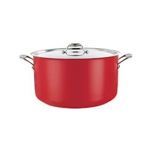 Kookpan met grepen RVS rood | 5,8 liter | Ø24x14(h)cm - EMG-720583