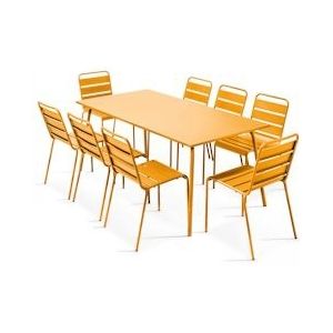 Oviala Business Geel metalen terrastafel en 8 stoelen - Oviala - geel Staal 104715