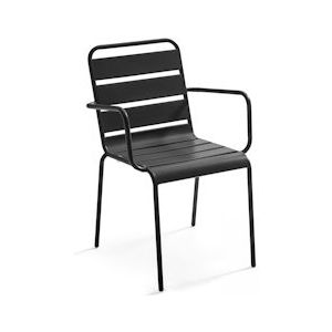 Oviala Business Antraciet metalen fauteuil - grijs Staal 105753