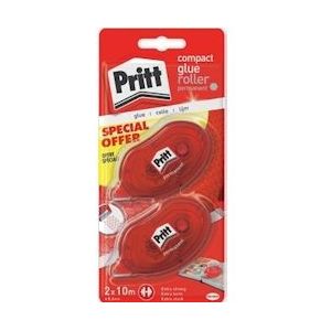 Pritt lijmroller Compact permanent, blister met 2 stuks, 2de aan halve prijs - blauw Papier 3178041321198