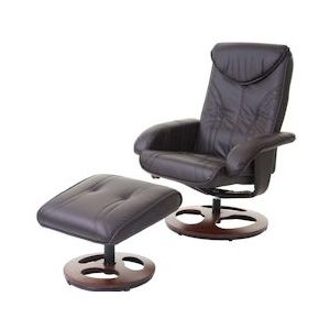 Mendler Relaxfauteuil HWC-C46, TV-fauteuil fauteuil met kruk, kunstleer ~ bruin - bruin Synthetisch materiaal 52658