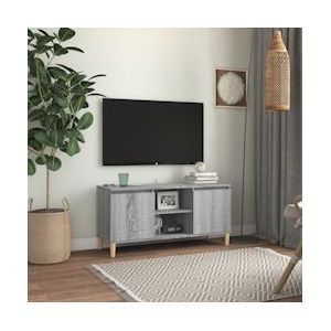 vidaXL TV-meubel met massief houten poten grijs Sonoma 103,5x35x50 cm - 813159