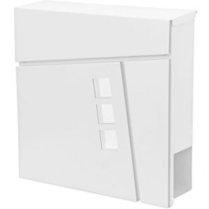 Mendler Brievenbus HWC-B29, wandbrievenbus, krantenvak, poedercoating ~ wit - wit Metaal 68143