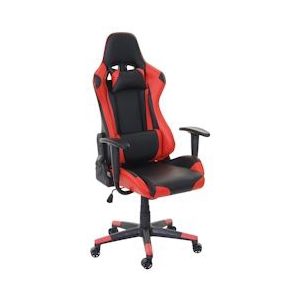 Mendler Bureaustoel HWC-D25, bureaustoel gamestoel directiestoel bureaustoel, 150kg belastbaar kunstleer ~ zwart/rood - rood Synthetisch materiaal 62596