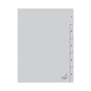 Kangaro tabblad A4 cijfers PP 120 micron 4r. 5dlg grijs - grijs Polypropyleen, kunststof G405C