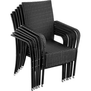 TecTake GmbH tectake Wicker tuinstoel Girona, stapelbaar, draagkracht 120 kg - Set van 6 - 405846 - zwart Staal 405846