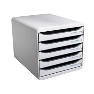 Exacompta 309740D 1x BIG-BOX PLUS ladenbox met 5 laden voor A4+ documenten, Office, grijs - grijs Synthetisch materiaal 309740D