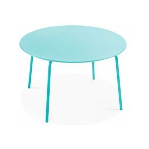 Oviala Business Ronde tuintafel in turquoise staal 120 cm - Oviala - blauw Staal 108435