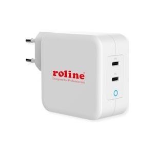 ROLINE USB Oplader met Eurostekker, 2 poorten (2x Type-C PD), GaN, 100W - wit 19.11.1053