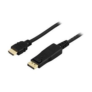 Deltaco DisplayPort naar HDMI kabel - 1 meter - 4K UHD tot 30Hz - zwart - 7340004650348