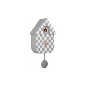 Karlsson Wandklok Modern Cuckoo Checker - Grijs - 8.5x21.5x40.5cm - grijs Kunststof 8714302739217