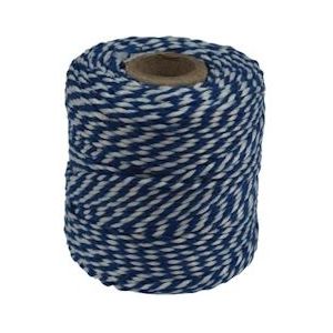 Merkloos Katoentouw, blauw-wit, klos van 50 g, ongeveer 55 m - blauw Papier 5411387007011