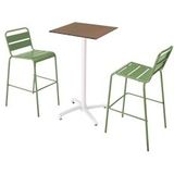 Oviala Business Set van hoge tafel in taupe laminaat en 2 cactusgroene hoge stoelen - groen Metaal 110579